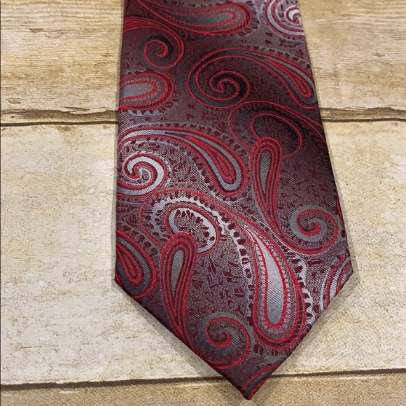 Pierre Cardin paisley 100% silk Tie Red - Picture 2 of 6